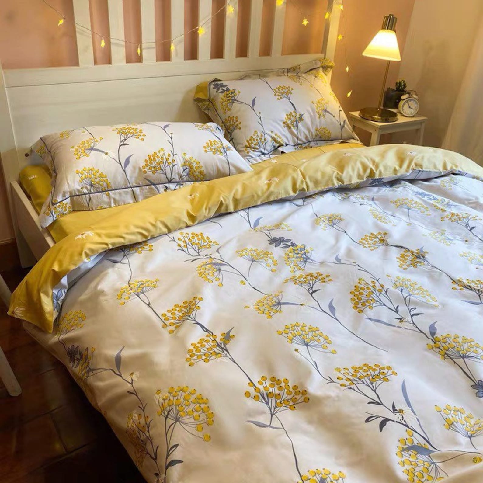 Mustard Yellow Soft Cotton Duvet Cover Set Ruffles Fresh Etsy