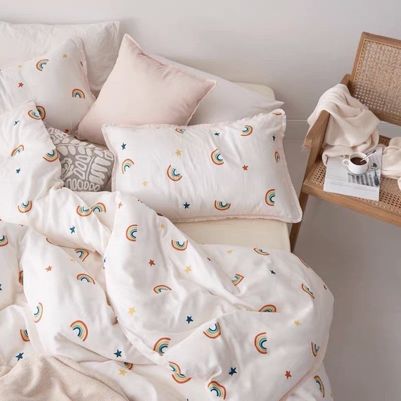 Buy Rainbow Duvet Cover Set Kids Super Soft Bedding Set White Toddler Cute  Duvet Cover Set Twin Full Queen King Duvet Cover Teens Online in India -  Etsy