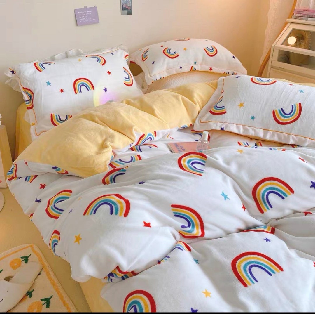 Rainbow Duvet Cover Set Queen and King Bedding Set Adults Etsy
