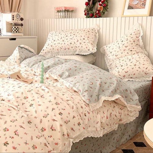 Blue Floral Duvet Cover Set Cottagecore Bedding Set Baby Etsy