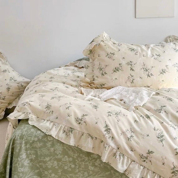 Funda nórdica verde floral para cama de 90cm Talla Cama 90 cm