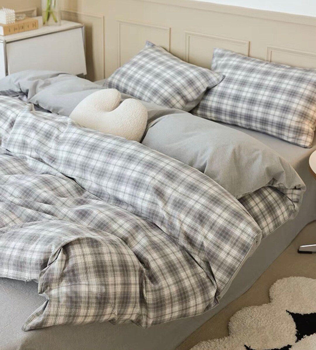 Gingham Cotton Duvet Cover Summer Plaid Bedding Set Etsy