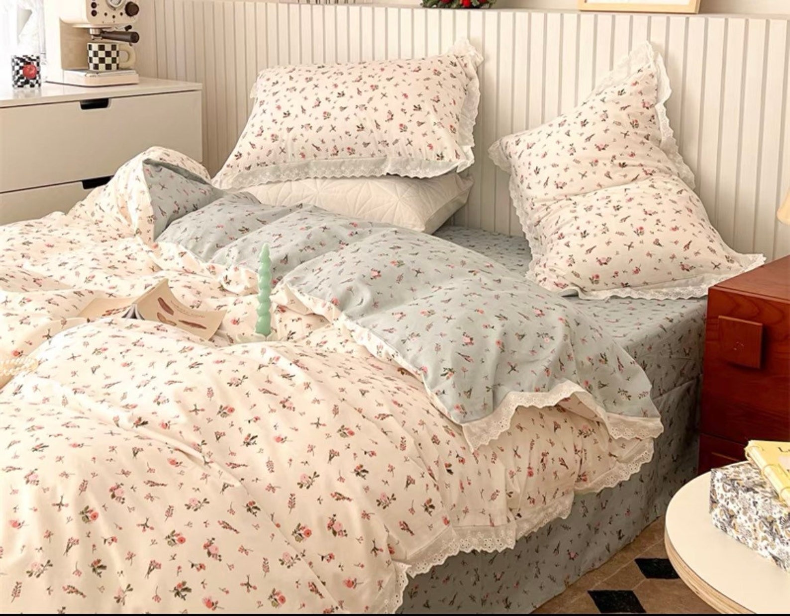Blue Floral Duvet Cover Set Cottagecore Bedding Set Baby Etsy
