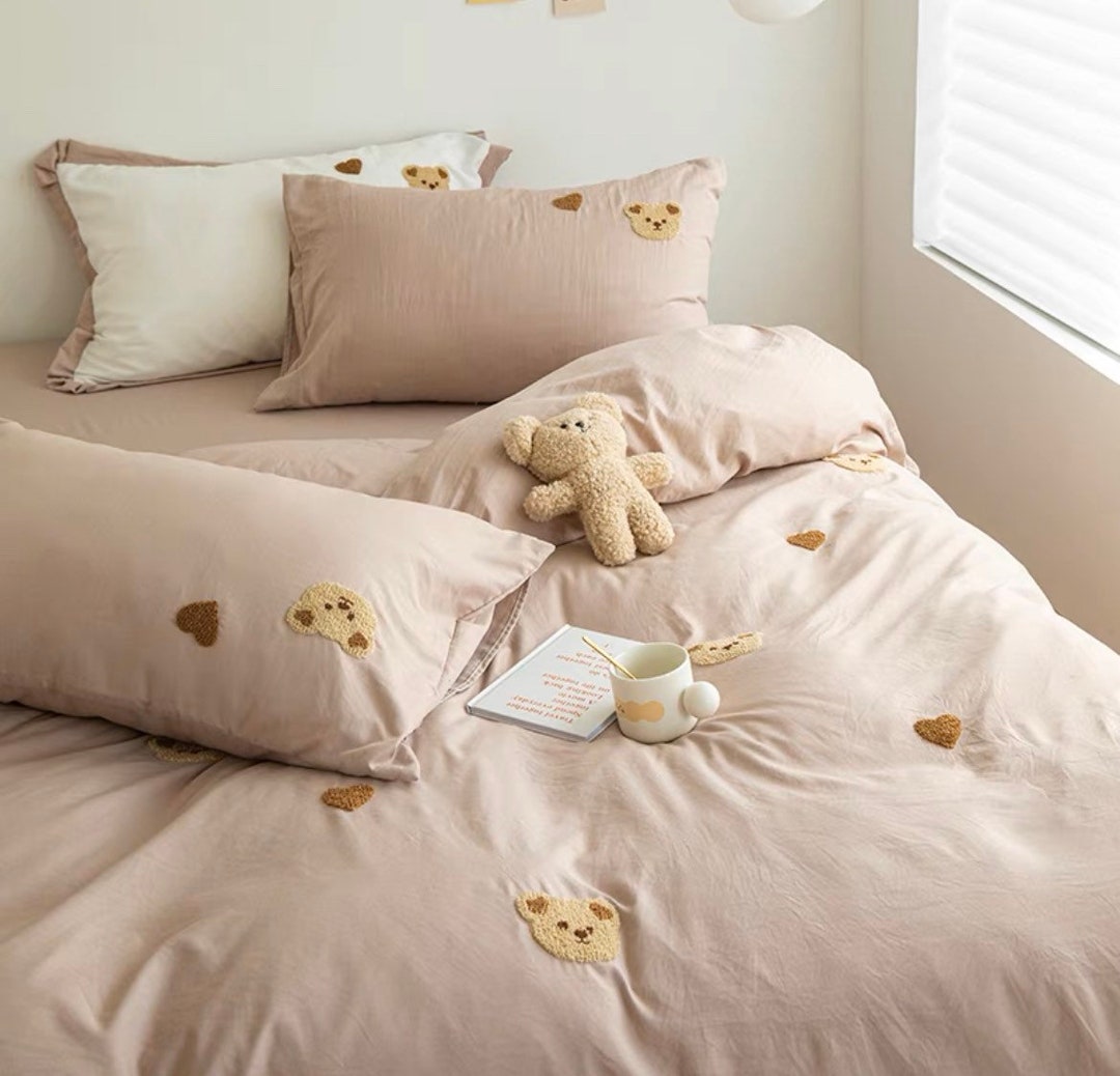 Pink Teddy Duvet Cover Set Fresh Cotton Bedding Set Baby Etsy
