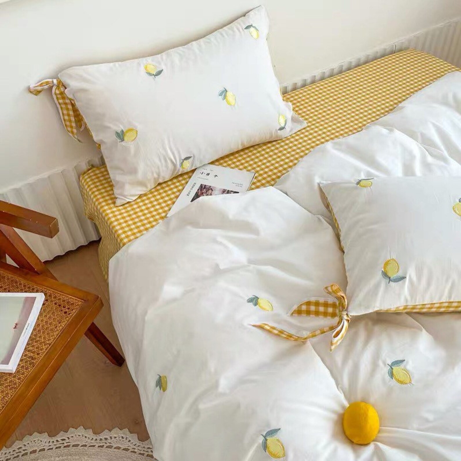 Lemon Premium Cotton Duvet Cover Set Fresh Fruits Bedding Etsy