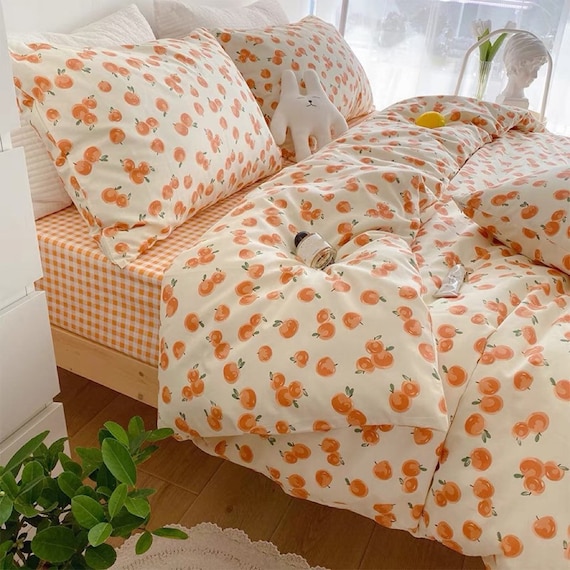 Orange Floral Duvet Cover Set Fresh Floral Bedding Set Cute