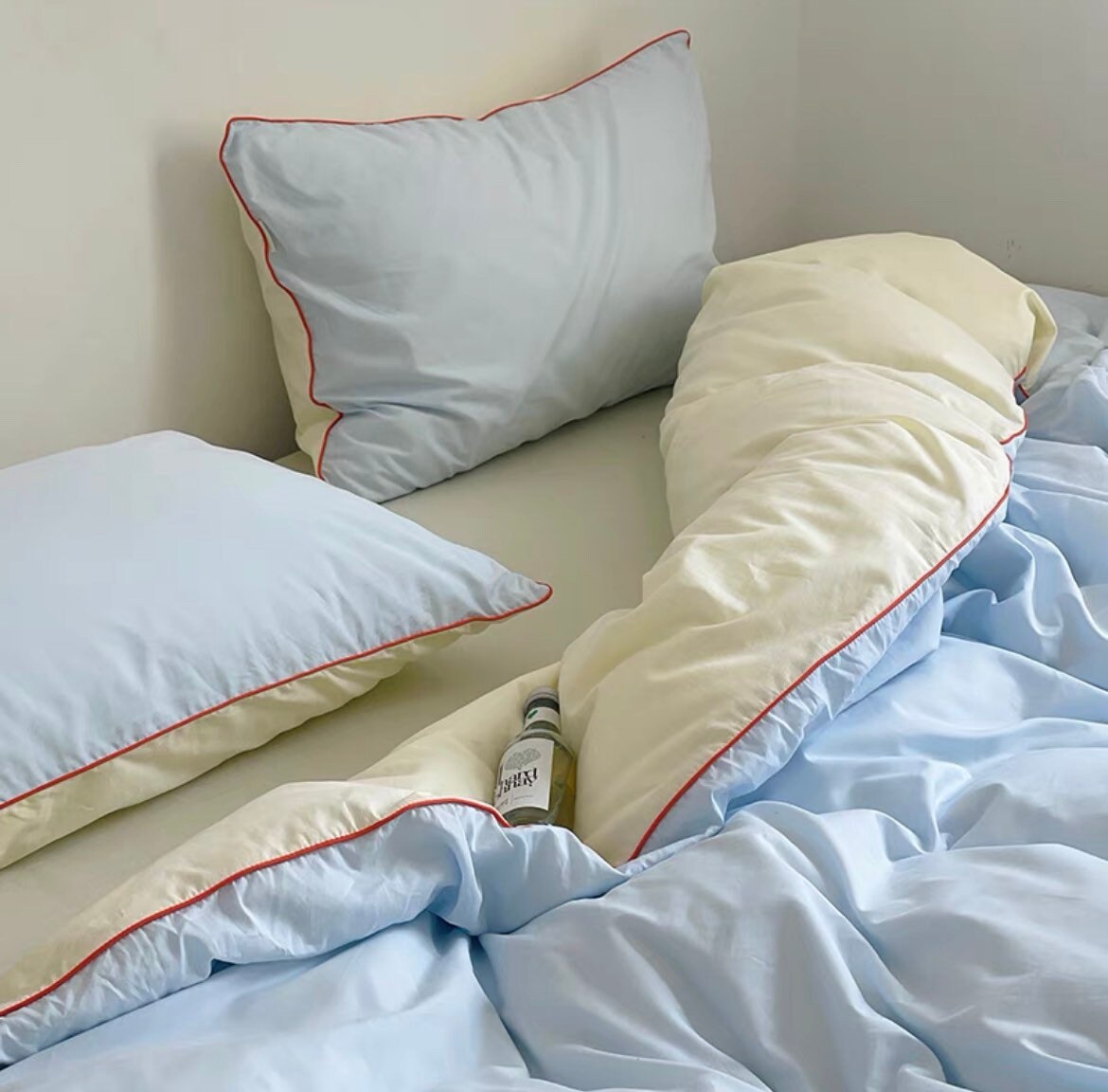 Morandi Duvet Cover Set Cotton Blue and Cream Duvet Cover Etsy