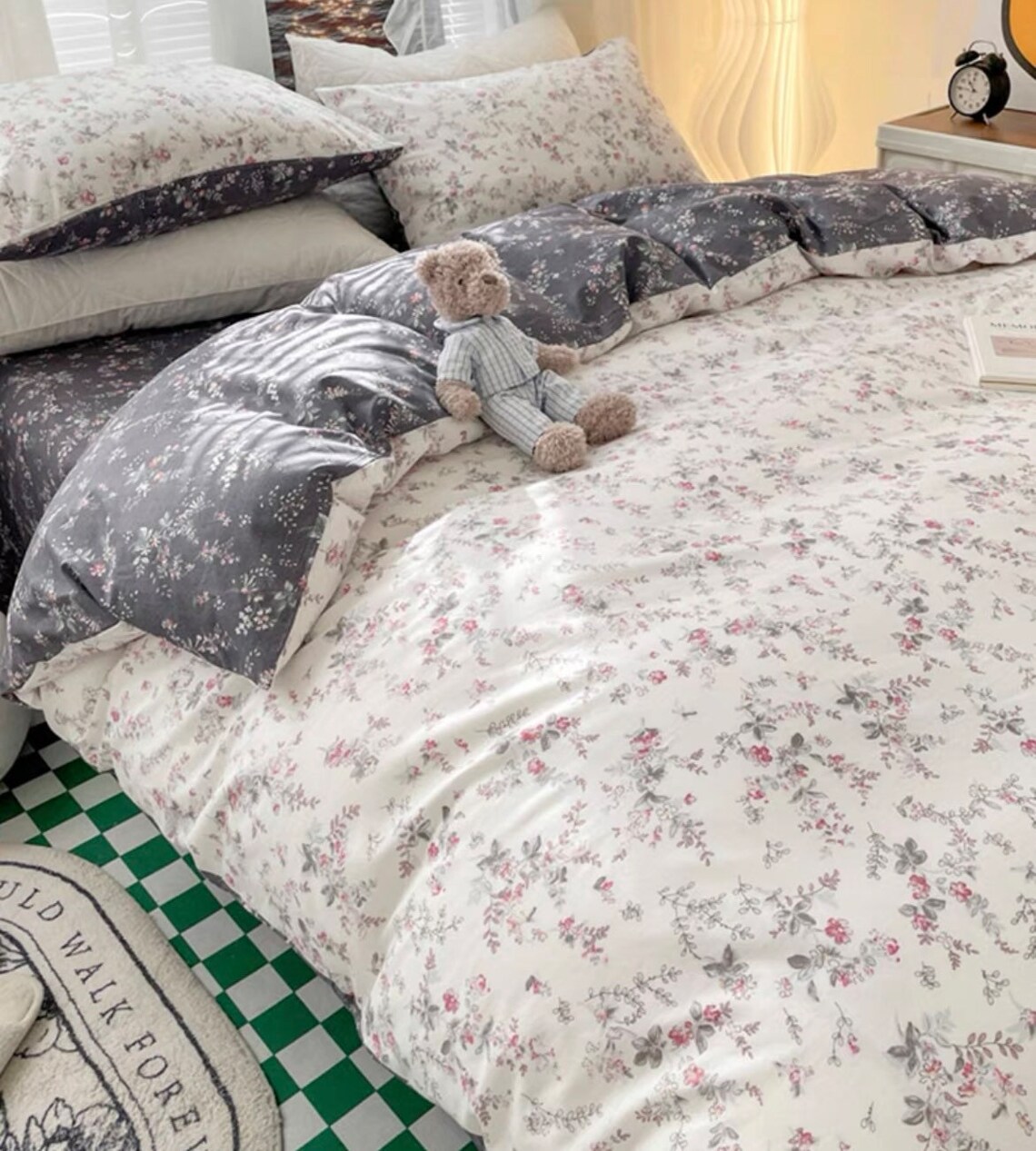 Purple Pink Floral Duvet Cover Set Minimalist Bedding Set Etsy Canada