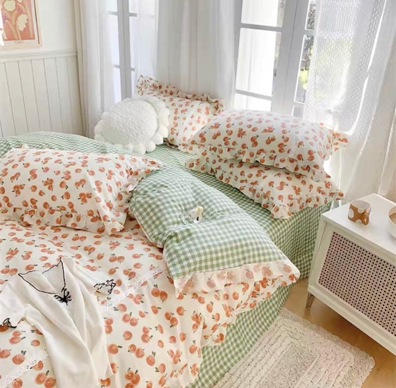 Cute Korean Adults Bedding Sets Aesthetic King Queen Twin Size Ins