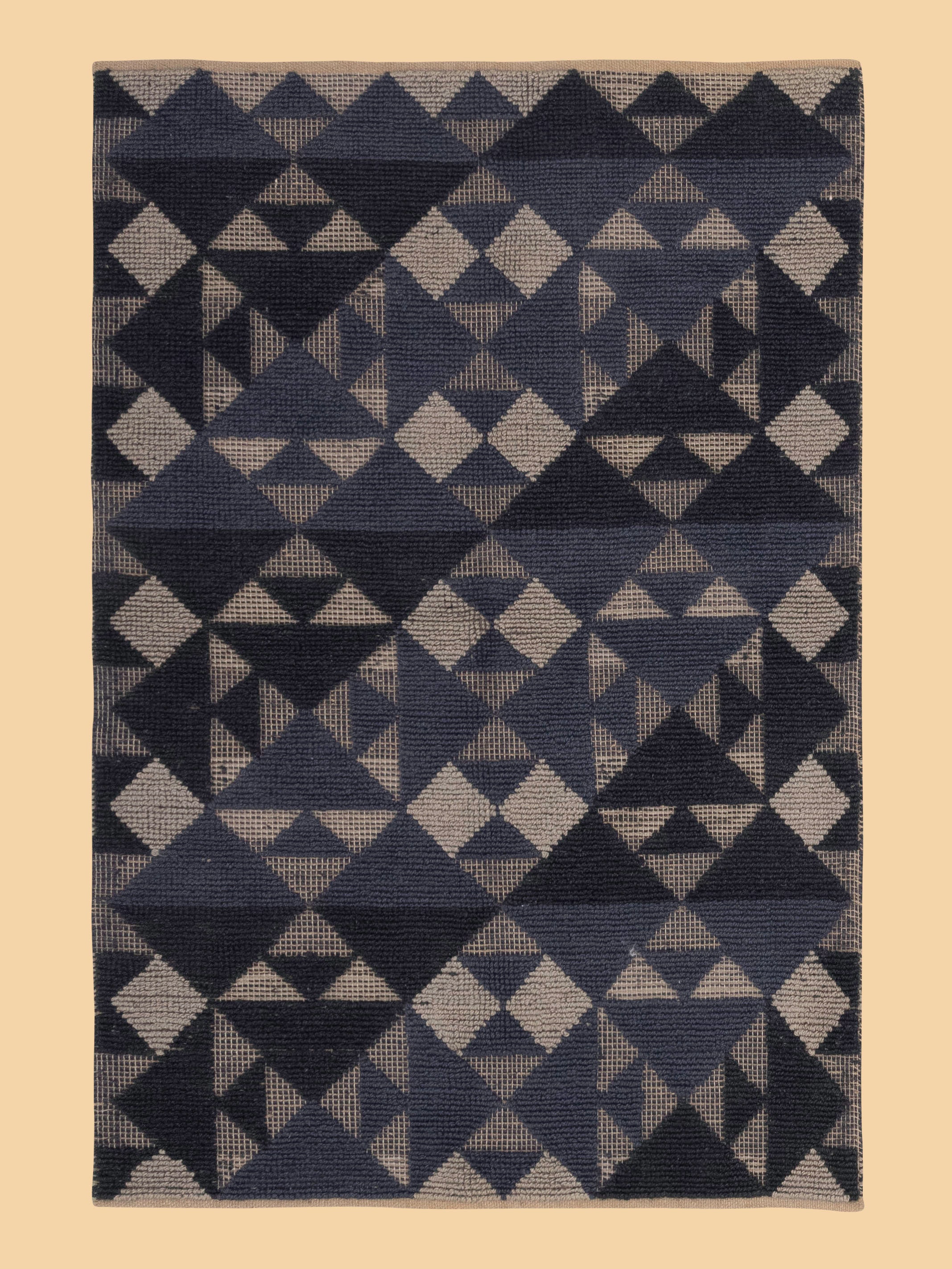 Vintage Jute Fiber Geometric Rug Vintage J