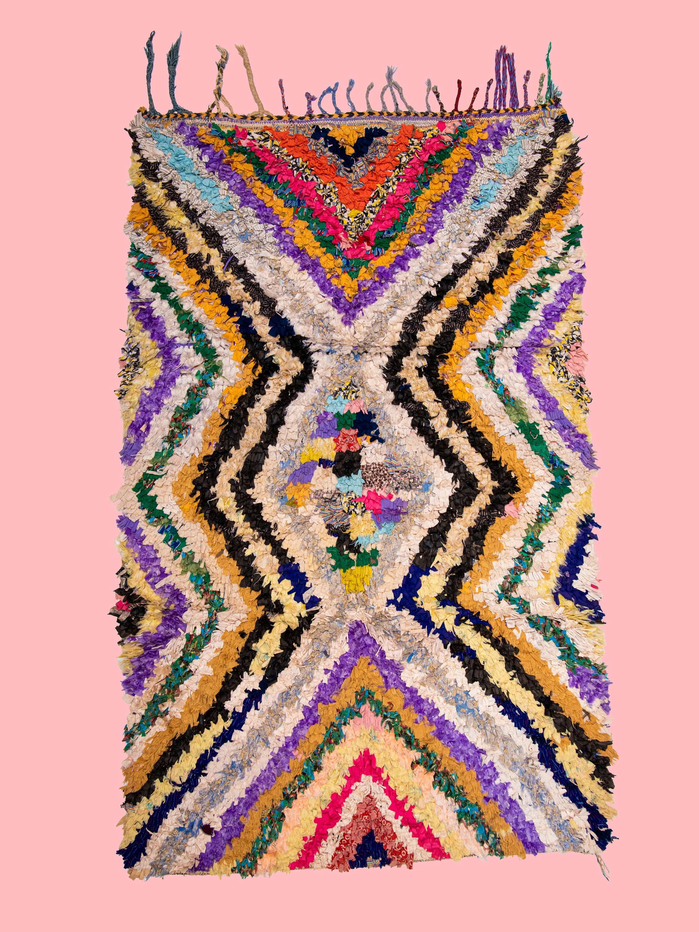 Tapis Boucherouite, Vintage, Marocain, Rag Rug, Hand Made, Boho, Boho Multi Color, Eco Friendly Sust