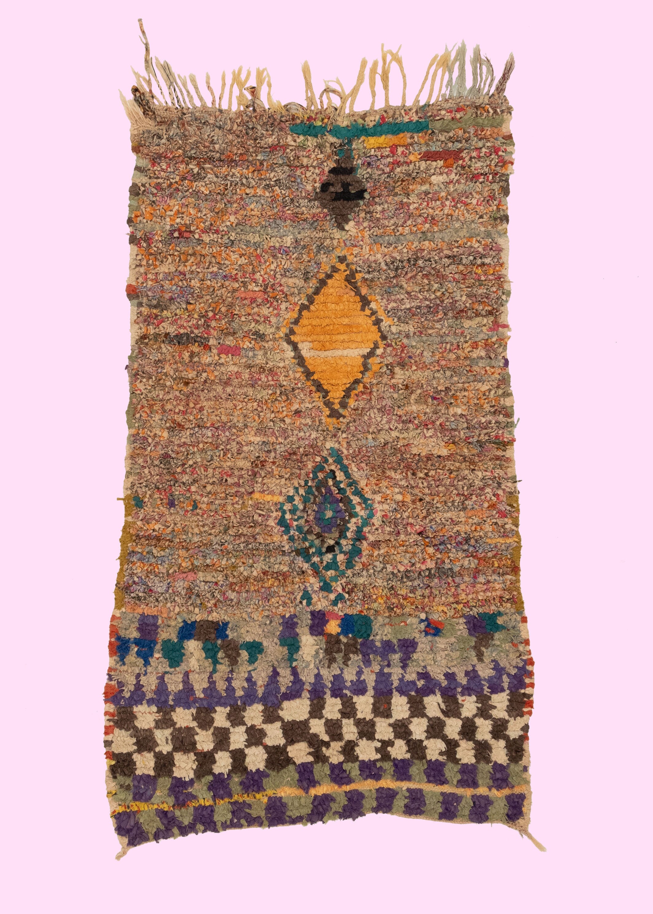Tapis Boucherouite, Vintage, Marocain, Rag Rug, Hand Made, Boho, Boho Multi Color, Eco Friendly Sust