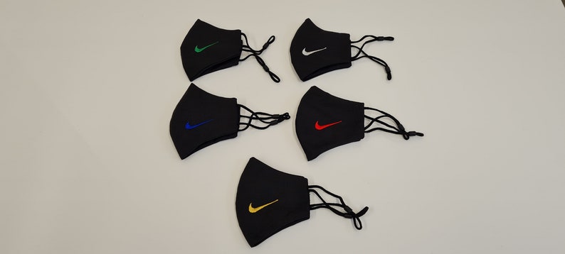 Unisex Adult sport Nike inspired Embroidered face mask cotton Adjustable ear loops washable 