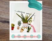 Romaine Calm Kawaii potted plants sticker sheet handmade glossy and matte options perfect for planners, bullet journals, scrapbooks