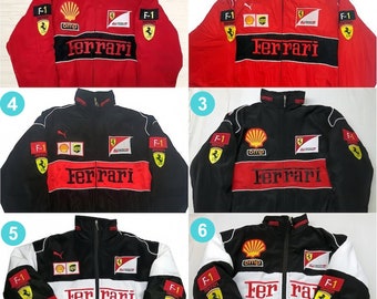 Vintage F1-Jacke, Ferrari-Jacke, Rennpilotenjacke, Old School, Formel 1, Rallye, Autojacke, Street-Style-Jacke, geschlechtsneutrale Jacke für Erwachsene