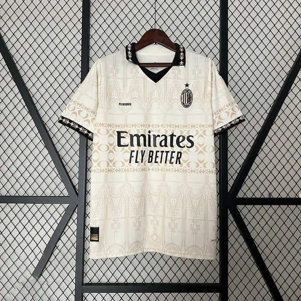 Retro AC Milan Beige Soccer Jersey- Special Edition Soccer Jersey, Trikot Gift for Men AC Milan Beige Soccer Jersey