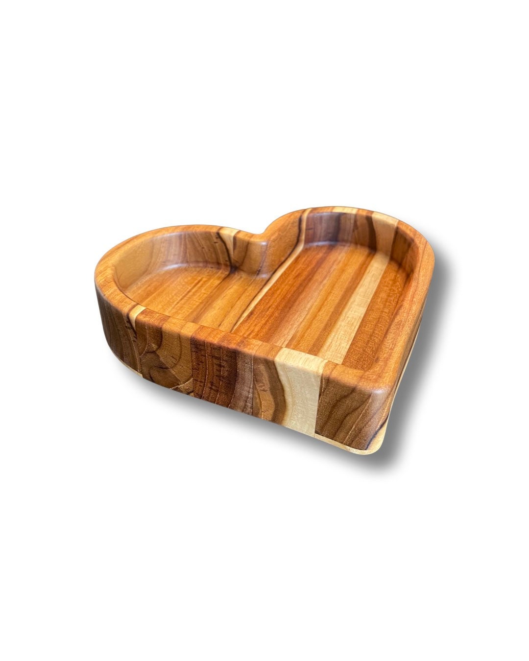 Heart Shaped Teak Wood Dish / Tray Bowl Edge Grain Food Grade Finish