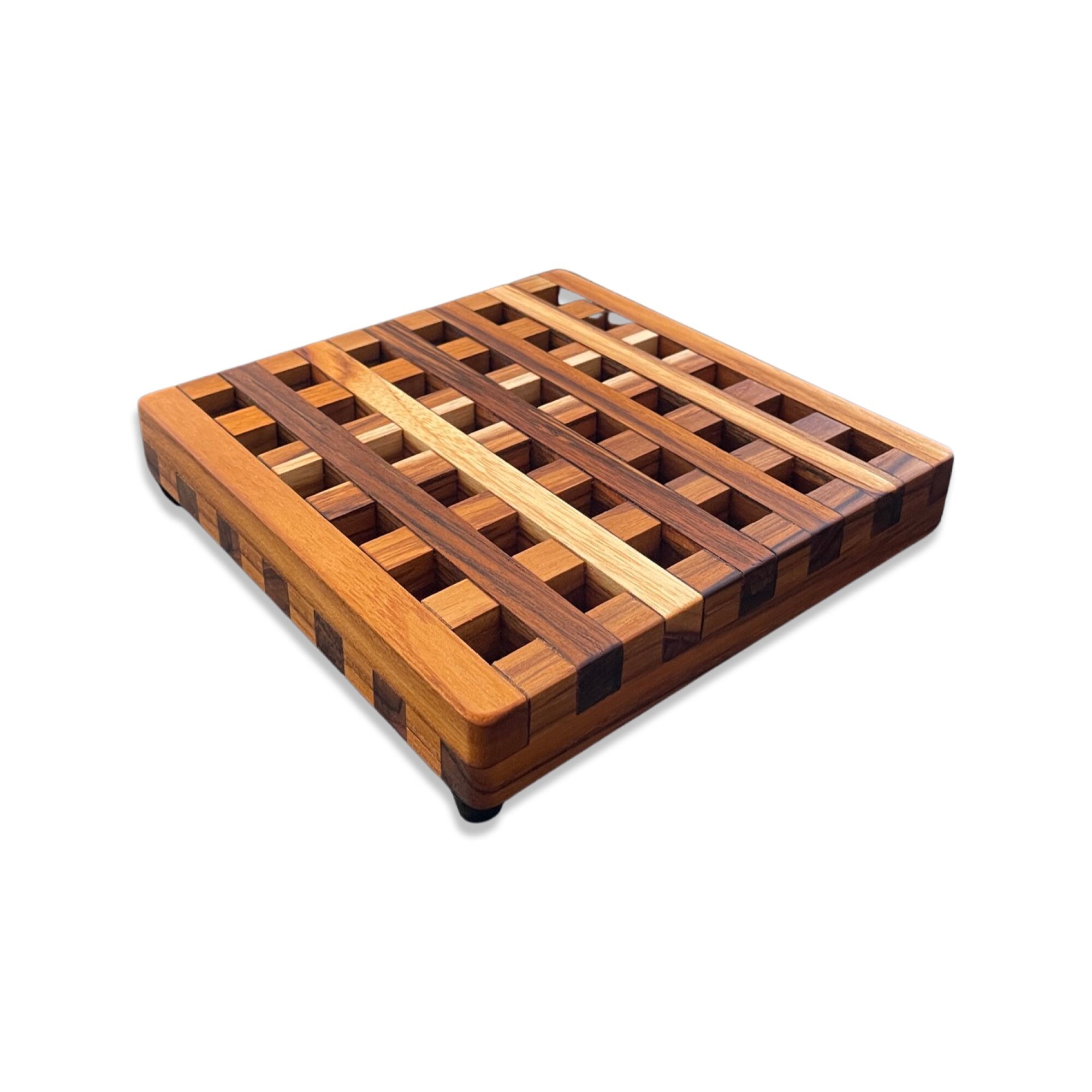 Handmade Teak Wood Trivet Pot Stand Interlocking Grid Style Etsy