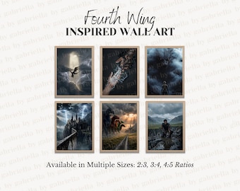 Fourth Wing Inspired Wall Art | Violet, Xaden, Dragons (Digital Prints)