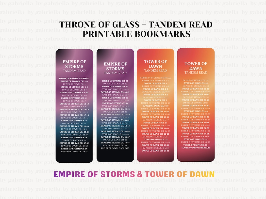 Throne of Glass Printable Bookmark | Tandem Reading Guide | Fantasy