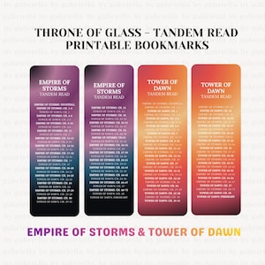 Throne of Glass Printable Bookmark | Tandem Reading Guide | Fantasy Book Lover Gift