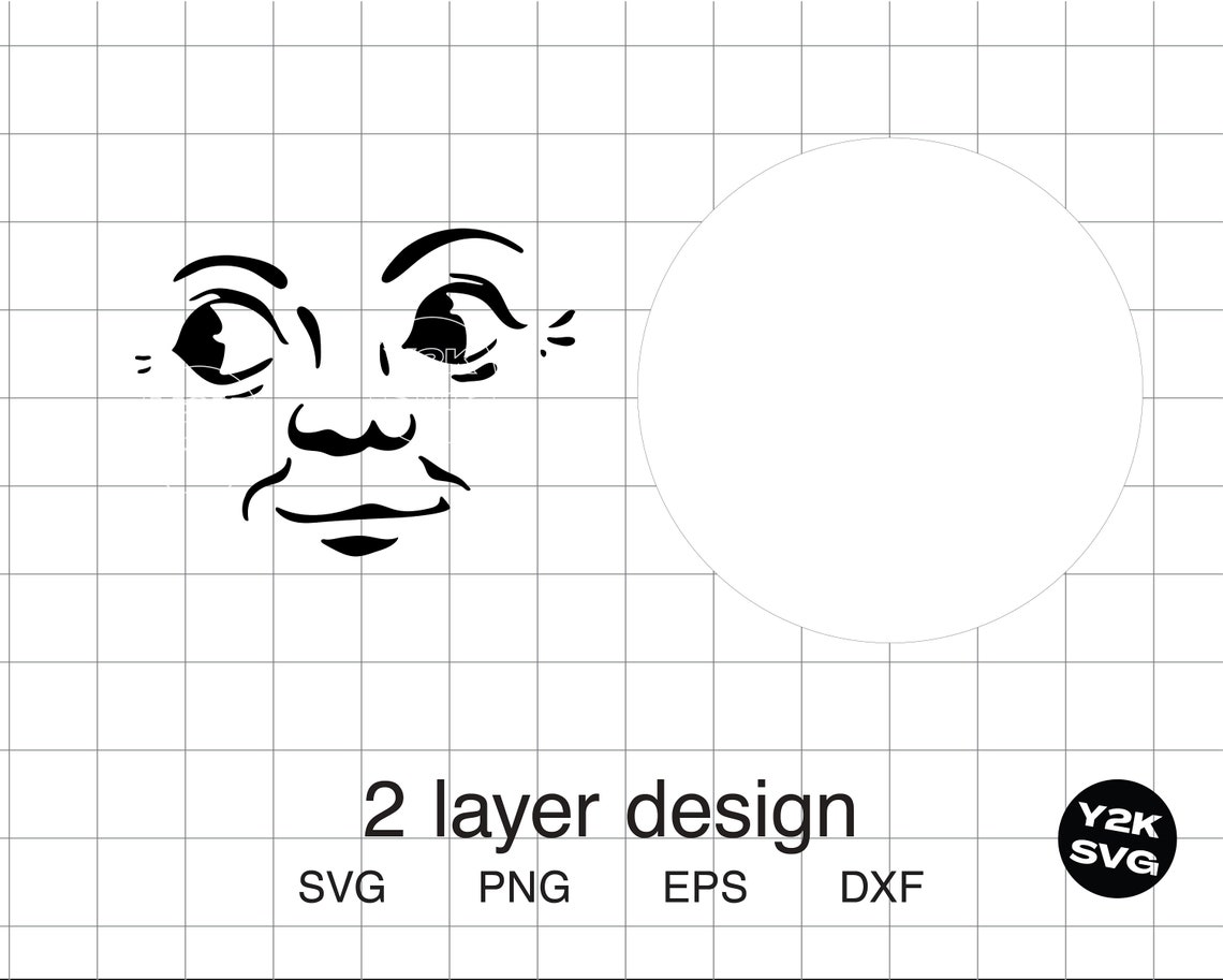 Man Moon Face SVG PNG Eps Dxf Digital Design Cut File for - Etsy