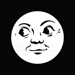 Retro Moon Face SVG: Halloween Sign Cut File (Digital Download)