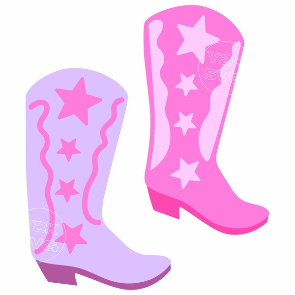 Cowgirl Boots | Digital Download | SVG PNG design cut files for Cricut Procreate Canva | star, preppy retro clipart howdy trendy y2k clipart