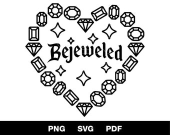 Bejeweled Gem Heart SVG: Retro Diamond Cut File (Digital Download)