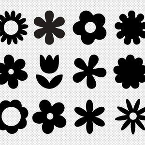 Retro Flower Bundle Digitaal downloaden | SVG PNG-ontwerpbestand voor cricut, silhoutte | Doe-het-zelf projecten, kleding, mokken, stickers, stickers, shirts