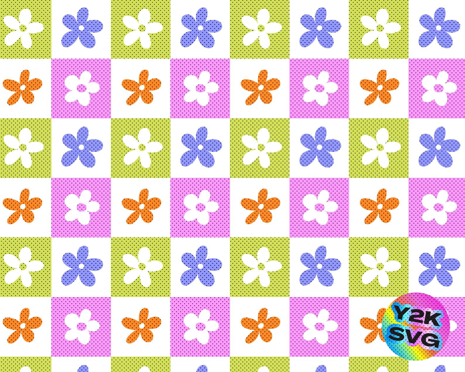 Flower Checker Pattern Seamless Digital Download Checker Etsy
