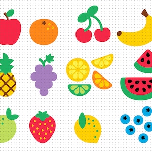 Lot de fruits d'été | svg png eps dxf pdf | Conception numérique en couches coupe fichiers cricut, décor de fête d'anniversaire, stationnaire, clipart alimentaire d'épicerie