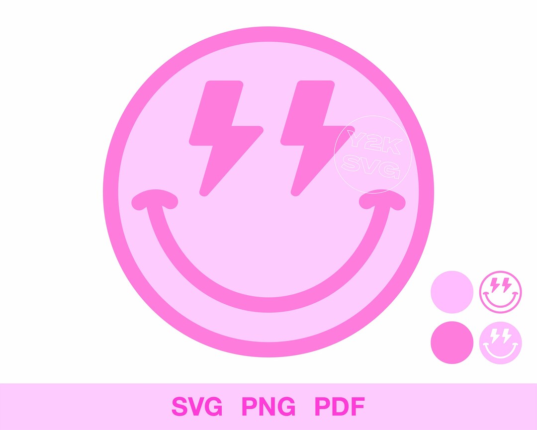 Happy Face Lightning Bolt Png Svg Eps Cricut Designs, Digital Download, Lightning Bolt Png