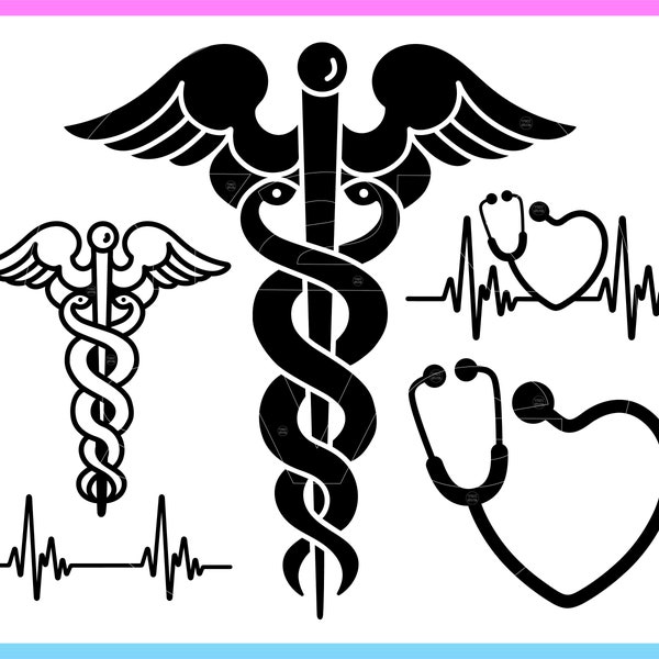 Healthcare Bundle | svg png pdf | Digital design cut file cricut, Caduceus svg, Caduceus png, Heartbeat Stethoscope svg, hospital, ER