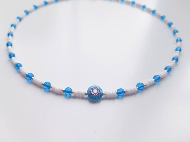 festival necklace seed bead necklace Millefiori necklace beaded necklace millefiori beads