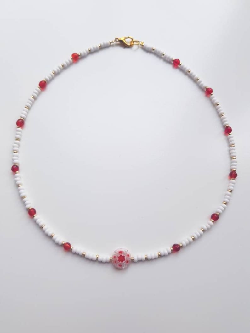 festival necklace seed bead necklace Millefiori necklace beaded necklace millefiori beads