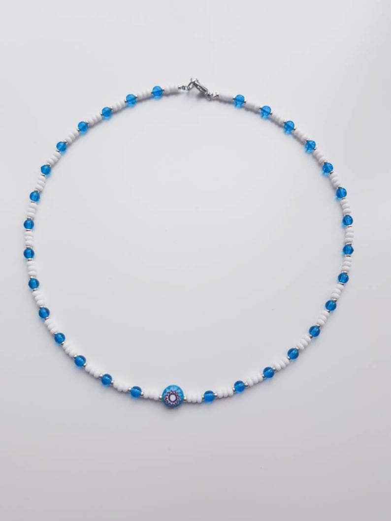 festival necklace seed bead necklace Millefiori necklace beaded necklace millefiori beads