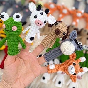 Speech Therapy Toys, Crochet Animals, Montessori, Toys for Toddlers, Cute Child Toy, Forest Animals Finger Puppet, Frog Finger Puppet