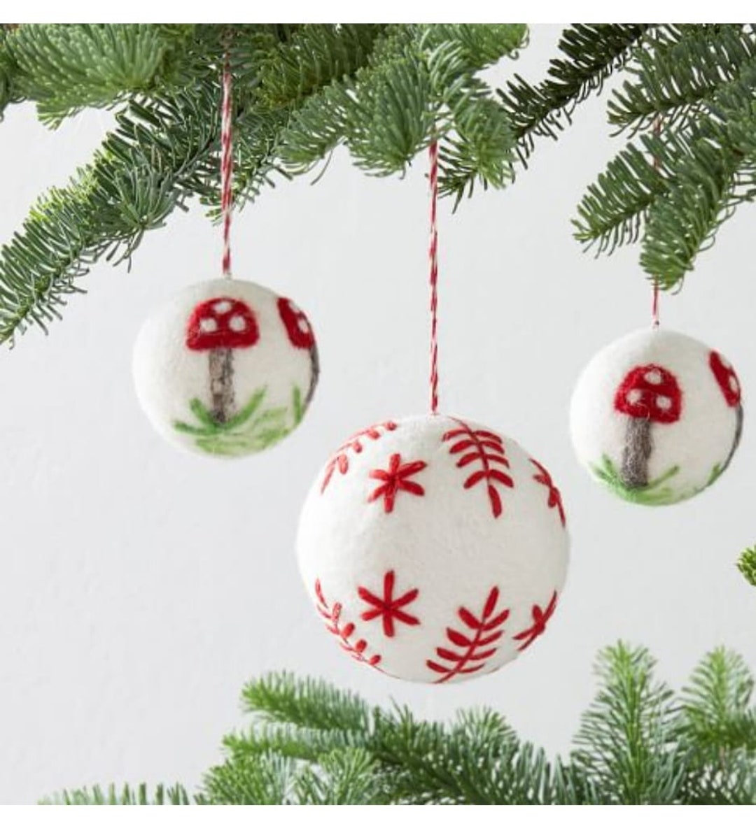 Needle Felted Ball Ornaments Set, Felt Christmas Ornaments Gift, Needle
