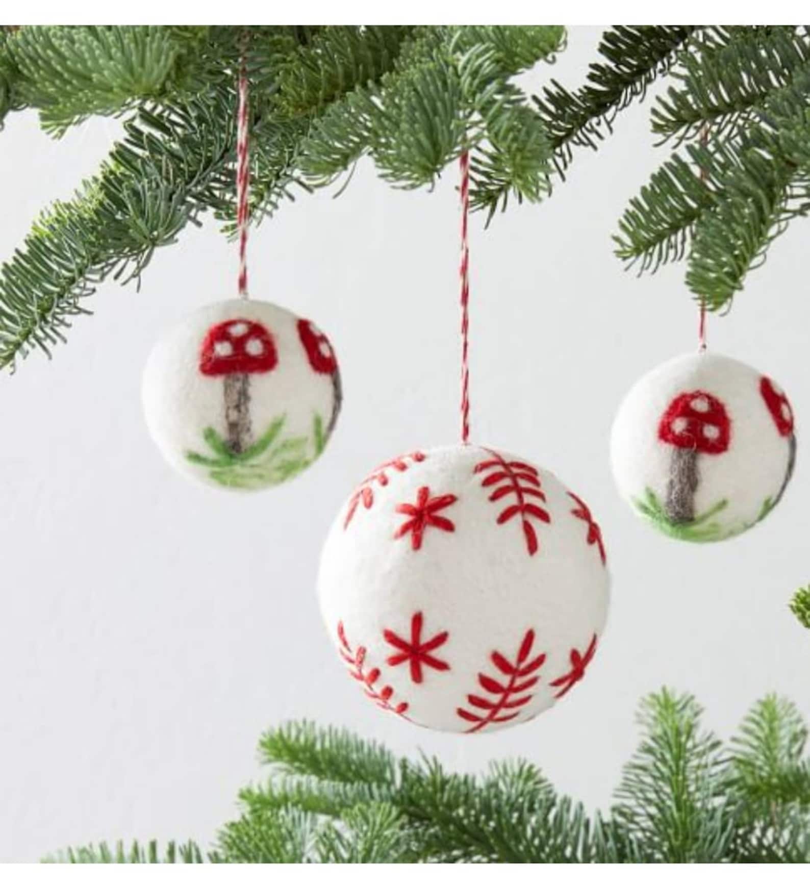 Needle Felted Ball Ornaments Set, Felt Christmas Ornaments Gift, Needle