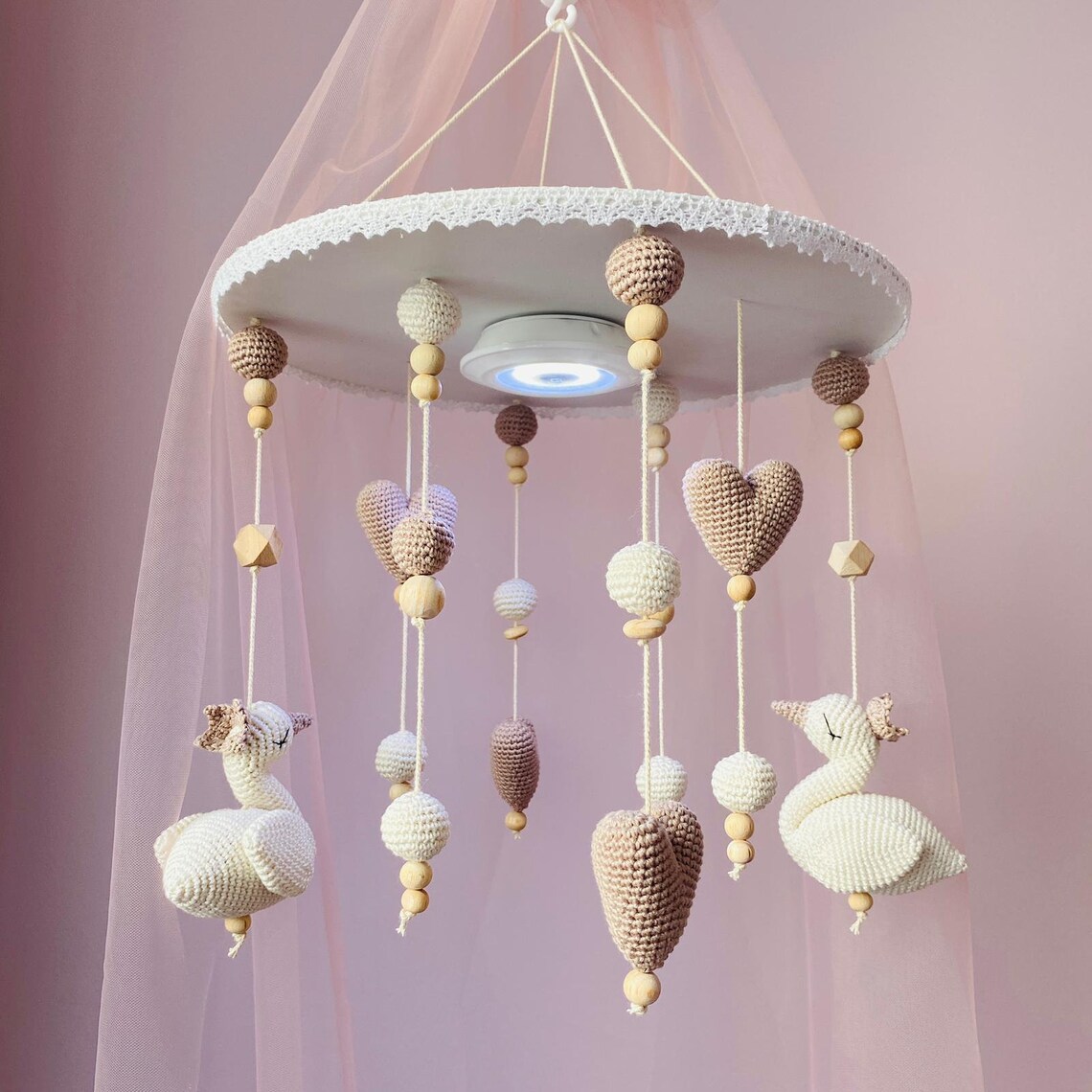 BabyBett mobile Schwan BabyBett mobile mit Musik Amigurumi Etsy