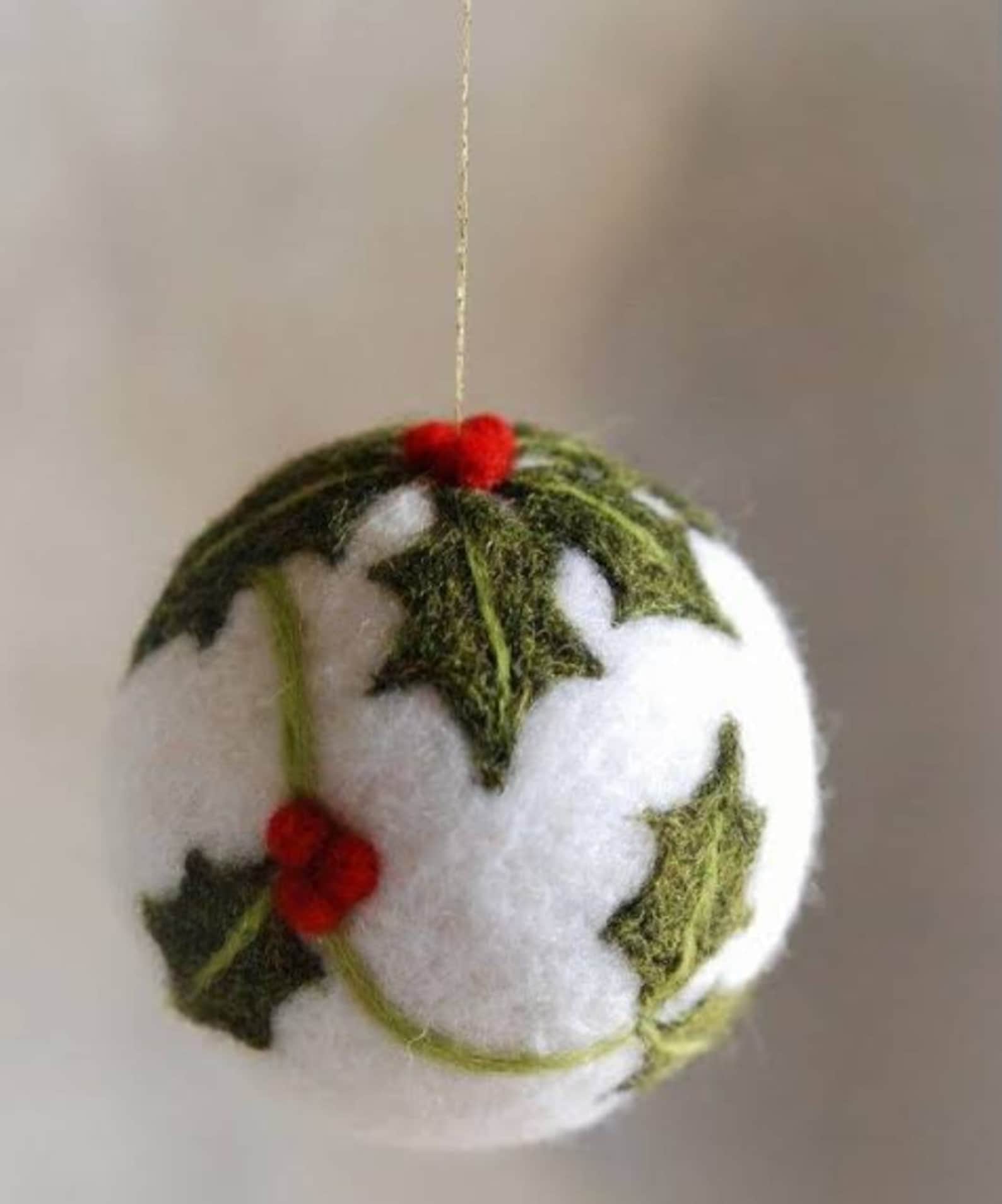 Needle Felted Ball Ornaments Set, Felt Christmas Ornaments Gift, Needle