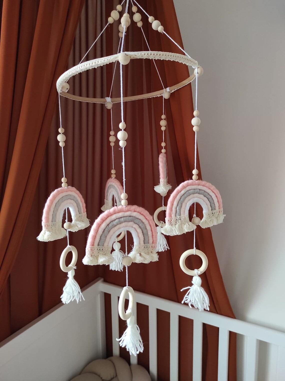 Boho Crib Mobile Rainbow Crib Mobile Baby Crib Mobile Girl Etsy