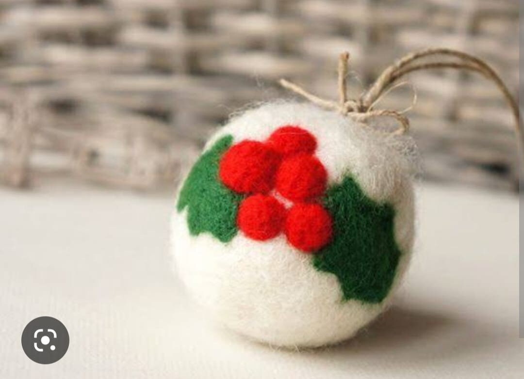Needle Felted Ball Ornaments Set, Felt Christmas Ornaments Gift, Needle