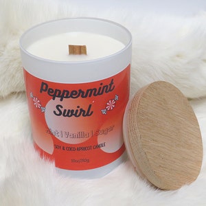 Peppermint Swirl Candle | Wooden Wick | 10oz