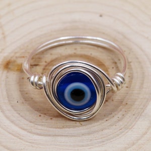 Wire Wrapped Evil Eye Ring