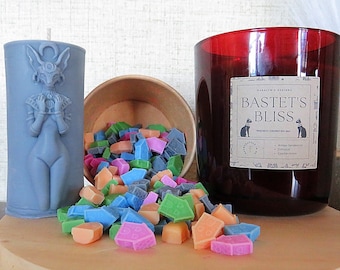 Egyptian Ritual Candle Set | Pillar Candle & Wax Melts | Goddess Altar Offering | Bastet’s Bliss