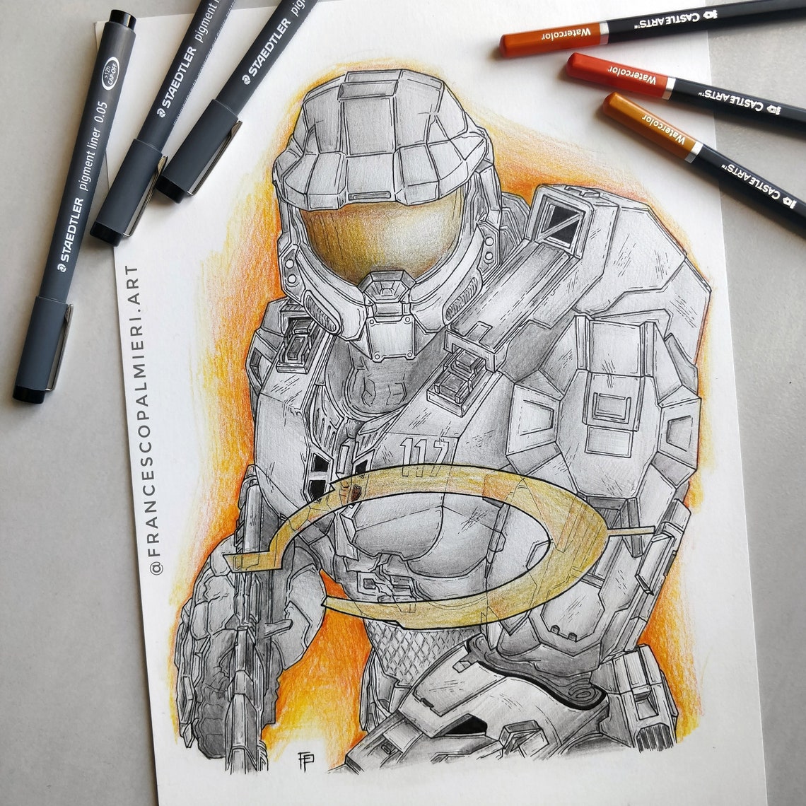 Halo Infinite Drawing A3 PRINT Soldier Modern Artwork Ink Etsy UK