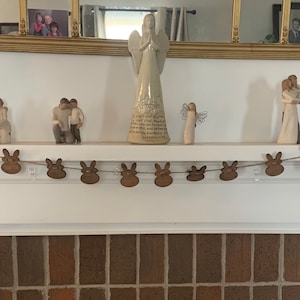Bunny garland, Easter bunny garland , wood cutout garland , mantle decor, Easter gifts , country decor, farmhouse bunny ,