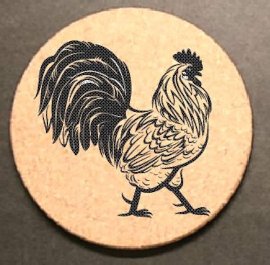 Personalized Rooster Cork Coaster Set of 4 Coasters Etsy